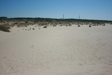 Spanish beach with golden sand Huelva