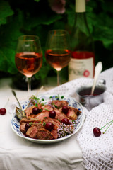 Duck Breast with Cherry Sauce..style rustic