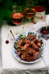 Duck Breast with Cherry Sauce..style rustic