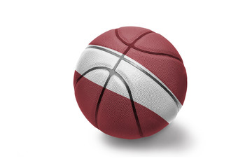 basketball ball with the national flag of latvia on the white background