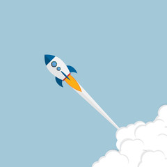 Rocket launch. Business startup concept. Vector illustration.