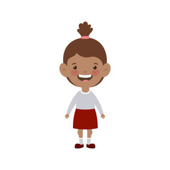 student girl standing smiling on white background