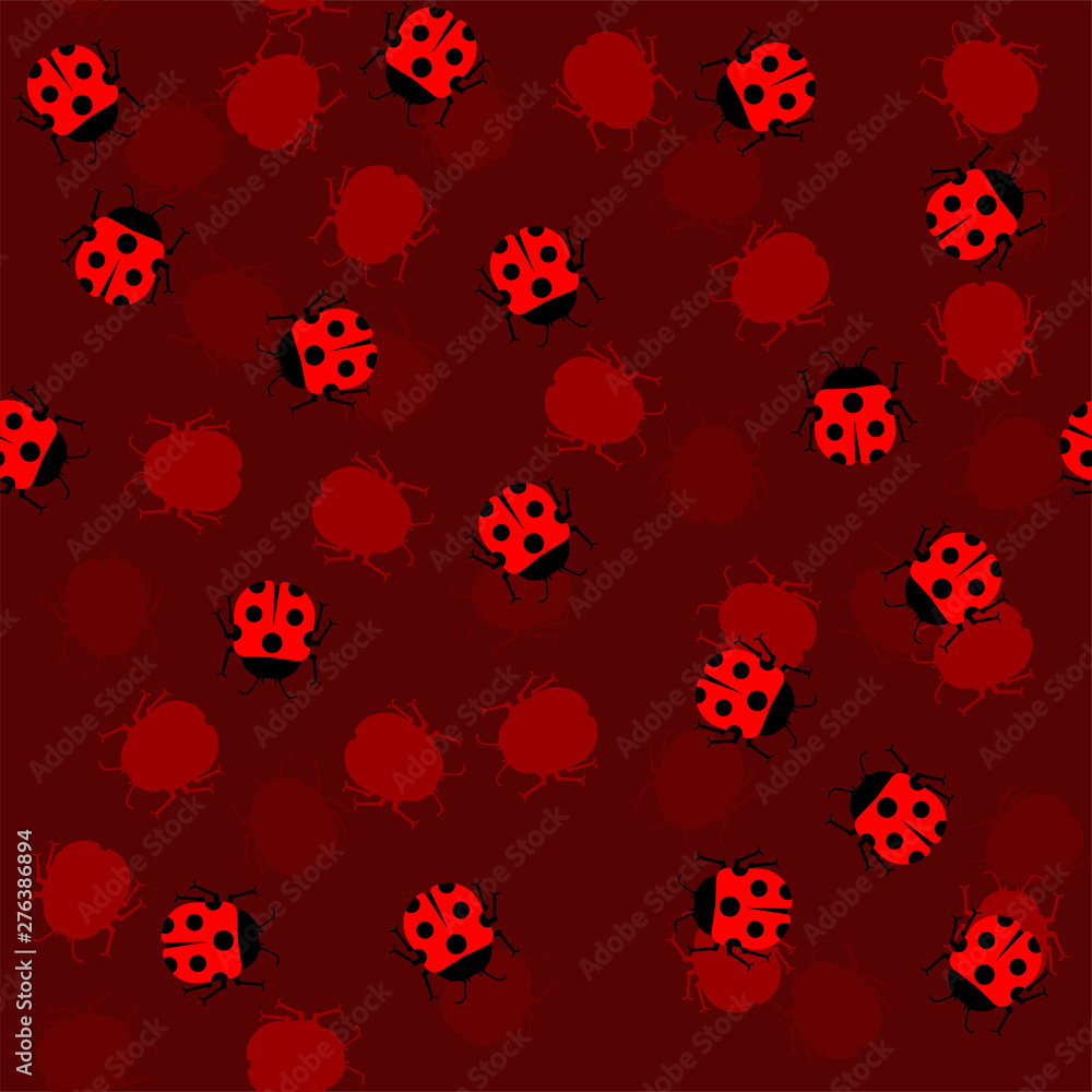 Poster ladybug pattern seamless. bug background cartoon style. children cloth texture