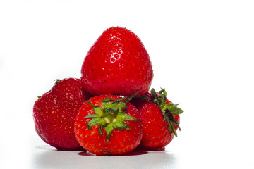 Strawberry pyramid on a white background.