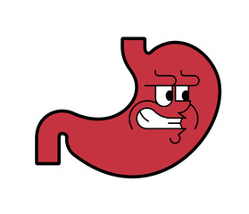 Angry stomach. Evil Internal organ isolated. Terrible Anatomy Vector illustration