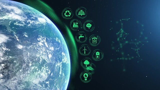 Earth Green Energy Infographics Half Orb Day Green Icons Place Your Own Text