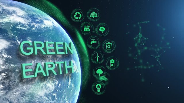Earth Green Energy Infographics Half Orb Day Green Icons