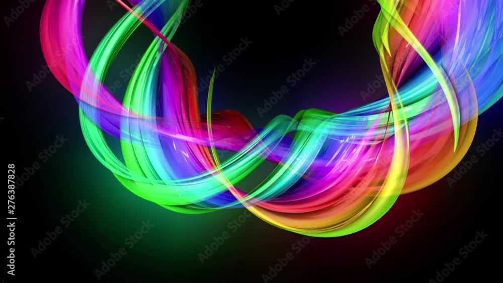 Aufkleber transparent colored lines with a neon glow on a black background. motion graphics 3d looped backgrou