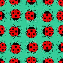 Ladybug pattern seamless. bug background cartoon style. Children cloth texture