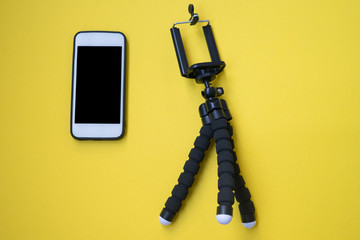 cell phone on a tripod