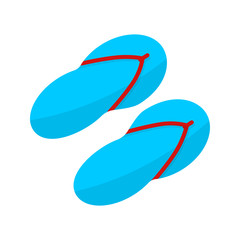 Beach slippers. Flat color summer Holiday icon on white background. Sports and recreation. Beach accessories. Vector illustration.
