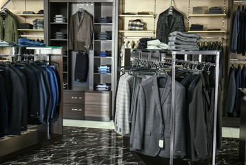 Stylish clothes at menswear store