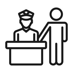 passport control - minimal line web icon. simple vector illustration. concept for infographic, website or app.