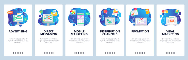 Website and mobile app onboarding screens vector template