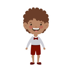 student boy standing smiling on white background