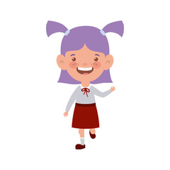 student girl standing smiling on white background