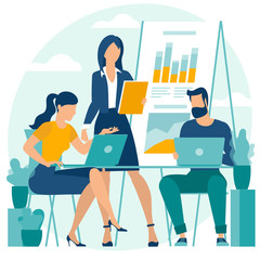 Flat design business process concept