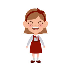 student girl standing smiling on white background