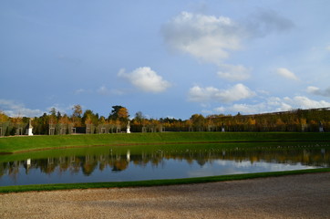 landscape with lake and blue sky