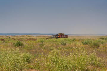 Fototapeta premium overburden mining in a kaolin quarry