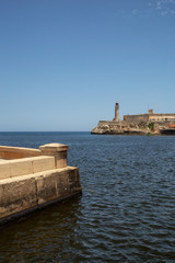 Beautiful view of the Lighthouse in the Old Havana City, Capital of Cuba, during a vibrant sunny day.