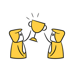 businessman and trophy yellow doodle design