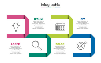Vector infographic template with four steps or options. Illustration presentation with thin line elements icons. Business concept graphic design can be used for web, paper brochure, diagram