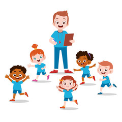 teacher and student in class illustration