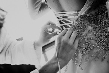 bridesmaid dress charges corset thelp hands