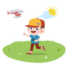 kid boy play remote control illustration