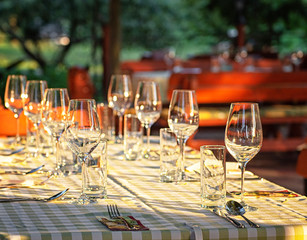 Restaurant with glass and cutlery