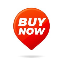 Red Pin on white background, buy now