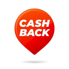 Red Pin on white background, cash back