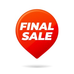 Red Pin on white background, final sale