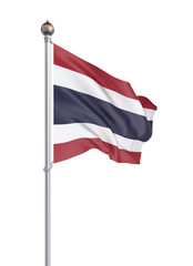 Thailand flag blowing in the wind. Background texture. 3d rendering, wave. - Illustration. Isolated on white.