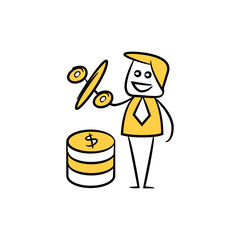 businessman and profit percent, doodle character design