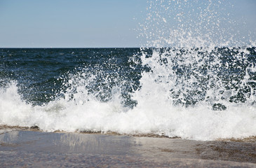 splashing wave sea water sunny day spray splatter nature