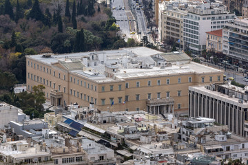 Panorama of city of Athens from Lycabettus hill, Greece