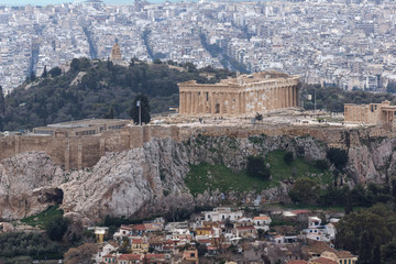 Naklejka premium Panorama of city of Athens from Lycabettus hill, Greece