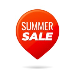 Red Pin on white background, summer sale