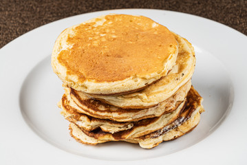 pancakes on the white plate