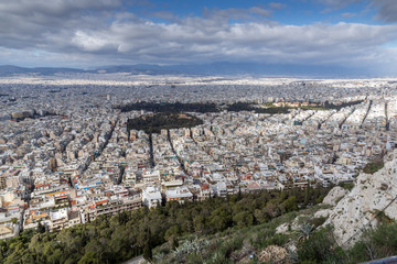 Panorama of city of Athens from Lycabettus hill, Greece