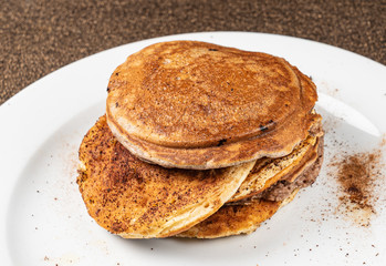 pancakes on the white plate