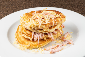 pancakes on the white plate