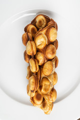Bubble waffle on the white plate