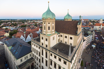 Obraz premium Augsburg, Innenstadt mit Rathaus