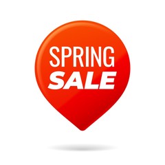 Red Pin on white background, spring sale