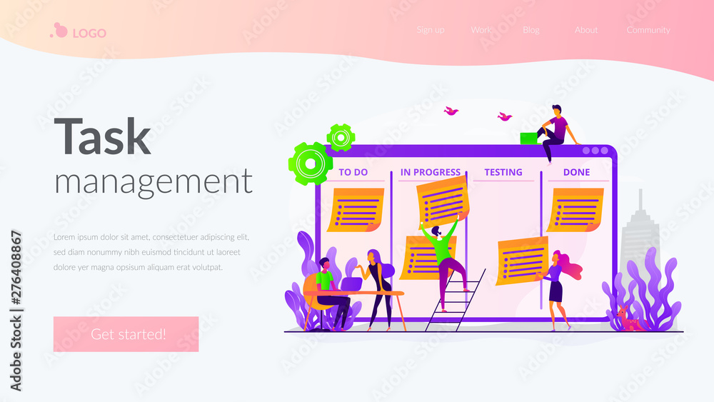 Poster business team, colleagues teamwork. workflow organization, productivity growth. task management, pro