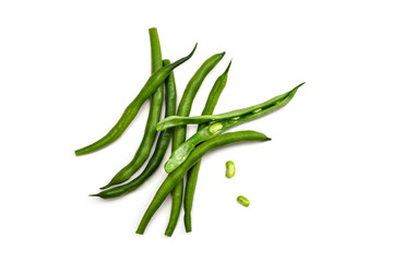 Fresh pods of asparagus bean, isolate.