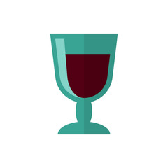 a glass of red wine flat vector icon